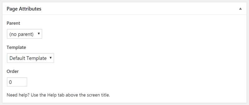 WordPress Page Attributes