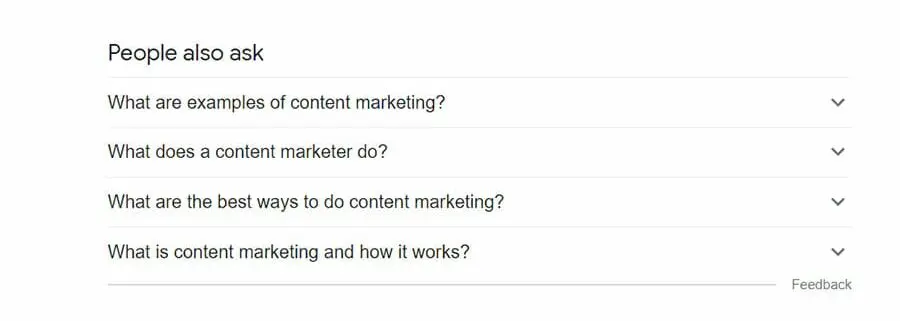 Google search results for content marketing