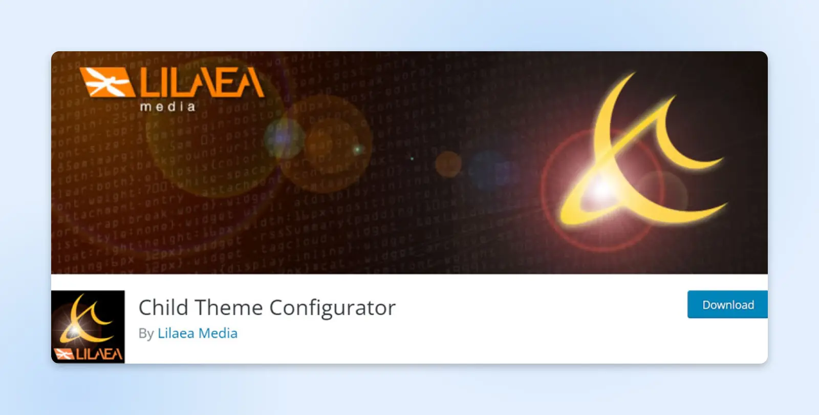 Child Theme Configurator by Lilaea Media screenshot of download button 