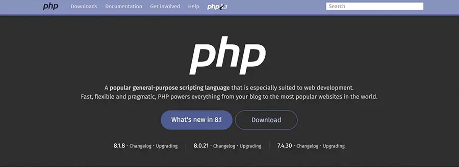 Sitio web de PHP