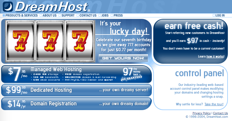 dreamhost.com 2003-2004