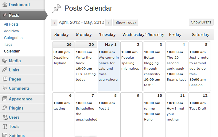 WP - Posts Calendar