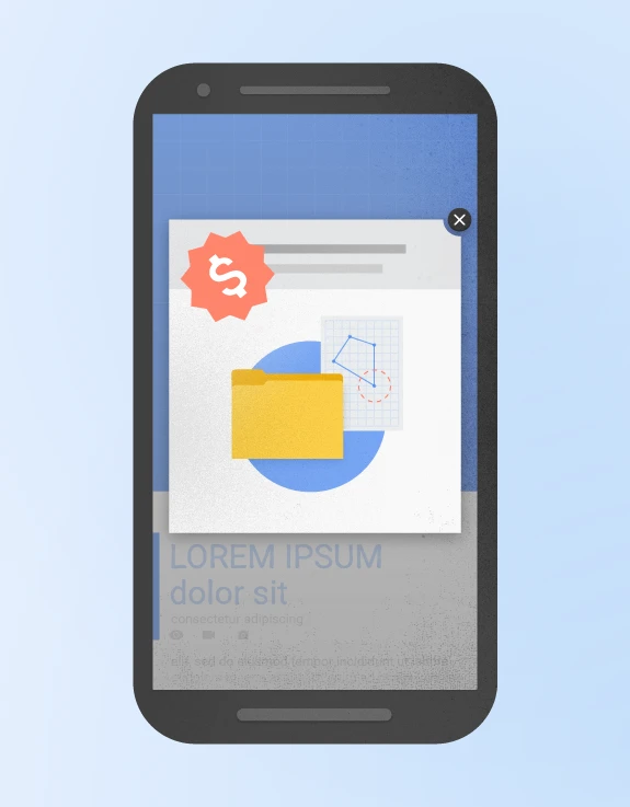 A popup on a site viewed on mobile right in the middle of the page with a lot of visual noise