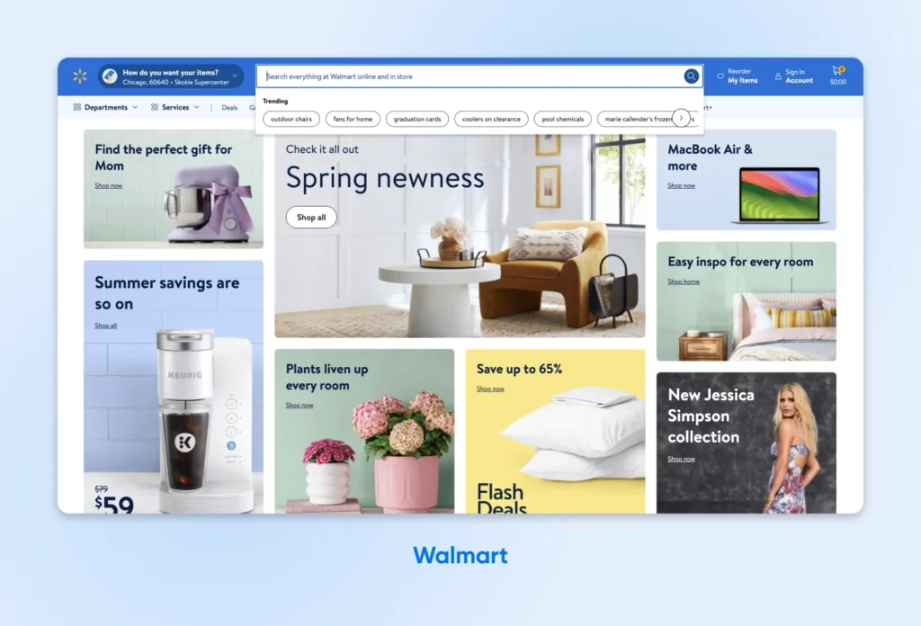 screenshot of Walmart home page