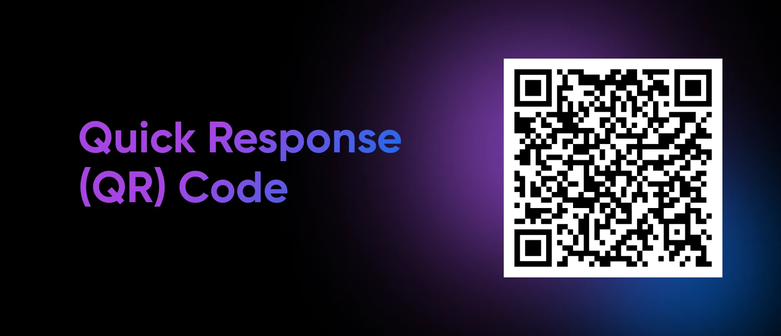 A QR Code example is shown against a dark background