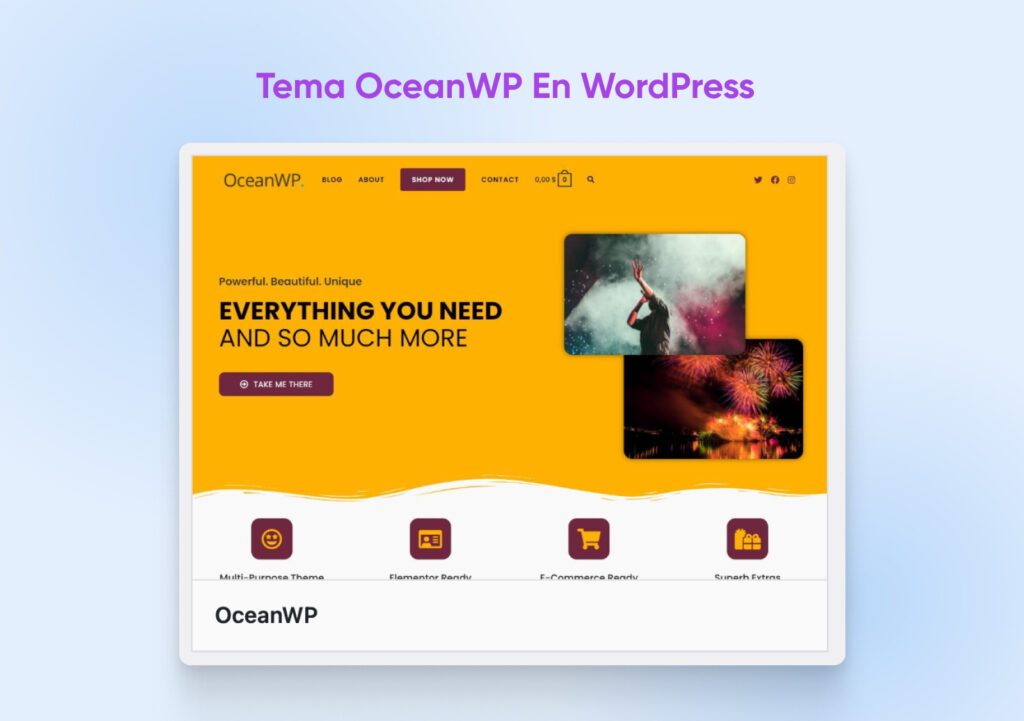 Captura de pantalla de OceanWP themes. 