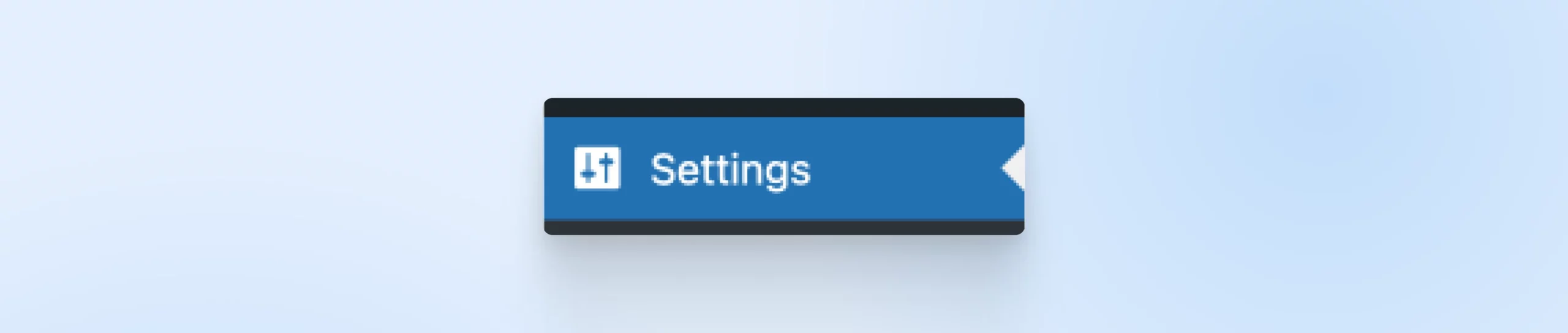 screenshot showing the settings button in the WP nav