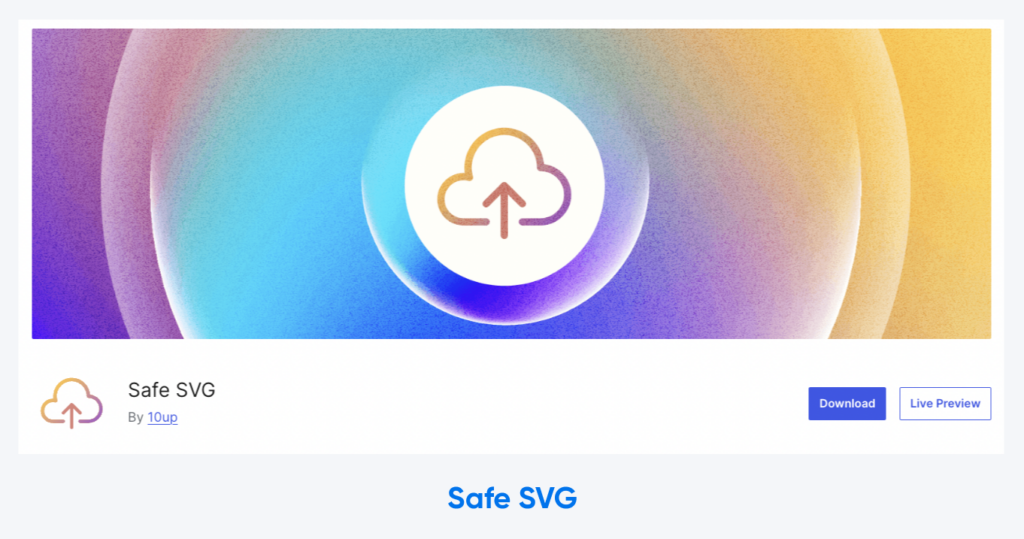 Captura de pantalla de la pantalla de descarga de Safe SVG