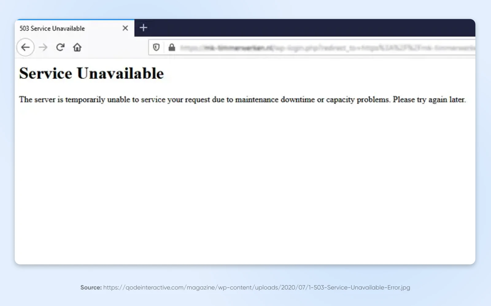 Screenshot of a "service unavailable" 503 message