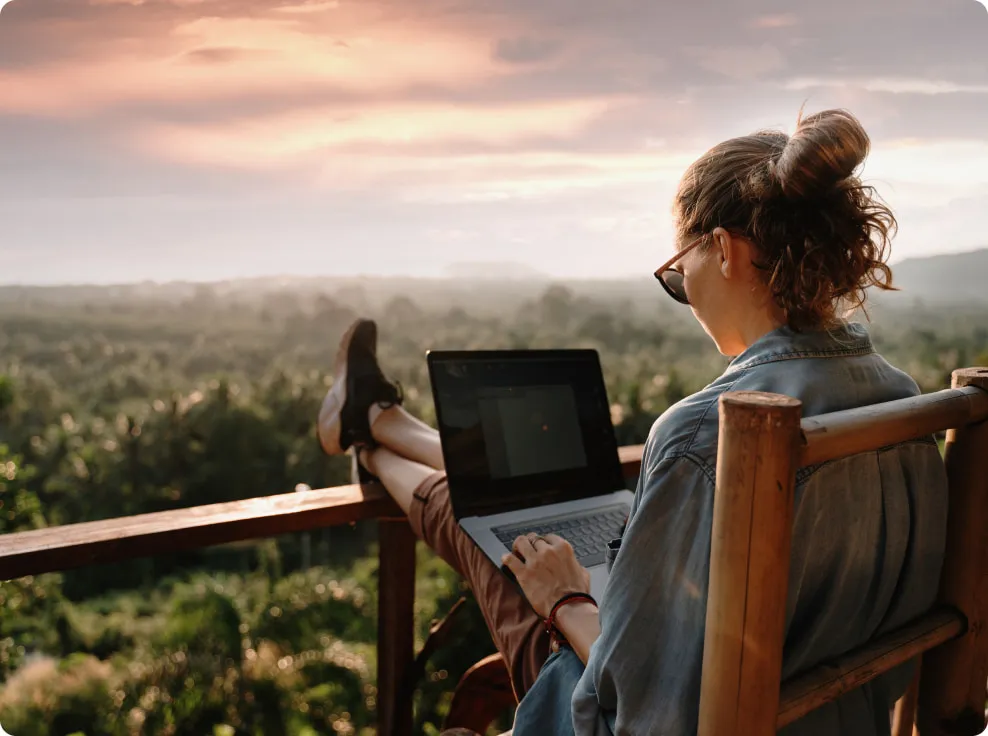 woman using laptop